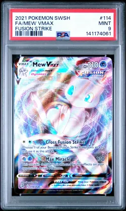 2021 POKEMON SWORD & SHIELD FUSION STRIKE #114 FULL ART/MEW VMAX PSA 9 - Image 1