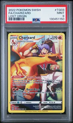 2022 POKEMON SWORD & SHIELD LOST ORIGIN #TG03 FULL ART/CHARIZARD PSA 9 - Image 1