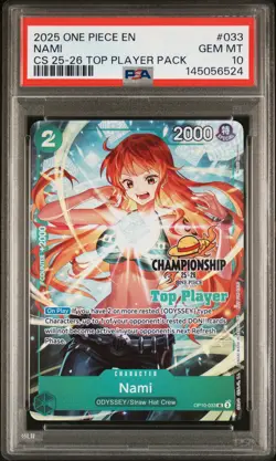 2025 ONE PIECE CHAMP 25-26 TOP PLAYER PACK #033 NAMI PSA 10 - Image 1