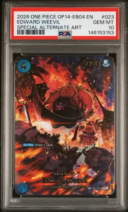 2026 ONE PIECE OP14-EB04-THE AZURE SEA'S SEVEN #023 EDWARD WEEVIL PSA 10 - Image 1