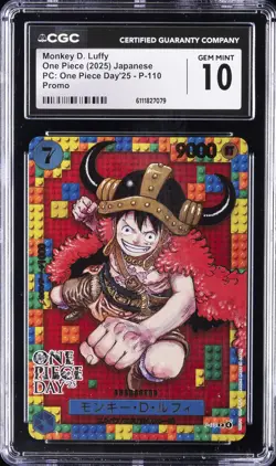 2025 ONE PIECE JPN PC: ONE PIECE DAY'25 PROMO MONKEY D. LUFFY CGC 10 GEM MINT - Image 1