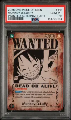 2025 ONE PIECE OP13-CARRYING ON HIS WILL #118 MONKEY D. LUFFY PSA 10 - Image 1