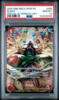 2024 ONE PIECE OP06-WINGS OF THE CAPTAIN SPECIAL ALTERNATE ART #008 BUGGY PSA 10 - Image 1