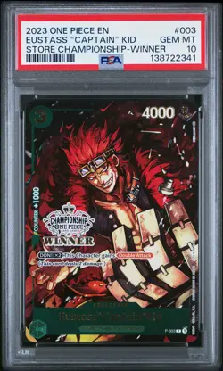 2023 ONE PIECE PROMOS STORE CHAMP-WINNER #003 EUSTASS "CAPTAIN" KID PSA 10 - Image 1