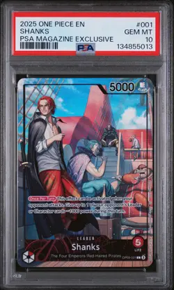 2025 ONE PIECE PROMOS PSA MAGAZINE EXCLUSIVE #001 SHANKS PSA 10 - Image 1