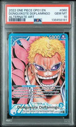 2022 ONE PIECE OP01-ROMANCE DAWN ALTERNATE ART #060 DONQUIXOTE DOFLAMINGO PSA 10 - Image 1