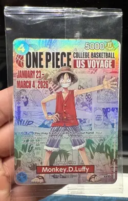 One Piece Monkey.D.Luffy US College Basketball Promo Card - St John's In-Hand - Image 1