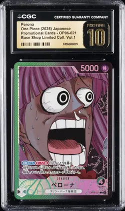 2025 ONE PIECE PROMO CARDS JPN BASE SHOP LTD COLL VOL.1 PERONA CGC 10 PRISTINE - Image 1