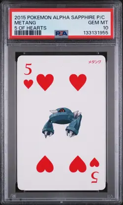 2015 POKEMON ALPHA SAPPHIRE PLAYING CARDS 5 OF HEARTS METANG PSA 10 - Image 1
