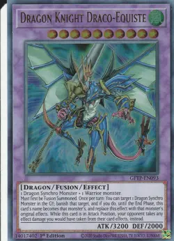 YUGIOH HOLO CARD DRAGON KNIGHT DRACO-EQUISTE GFTP-EN093 1ST EDITION - Image 1