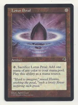 MTG TEMPEST: 1x NM Lotus Petal Magic the Gathering Sac Card +1 Mana Any Color - Image 1
