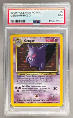 115682581 Gengar 1999 Pokemon Fossil #5 Holo PSA 7 - Image 1