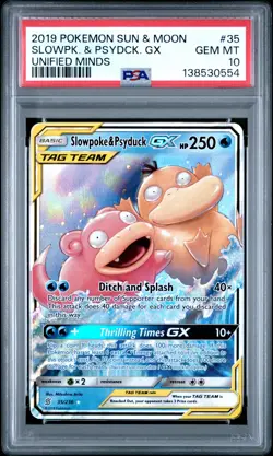 2019 POKEMON SUN & MOON UNIFIED MINDS #35 SLOWPOKE & PSYDUCK GX PSA 10 - Image 1