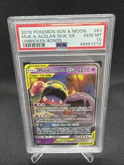 2019 Pokemon Muk Alolan Muk GX PSA 10 Tag Team Unbroken Bonds #61 - Image 1