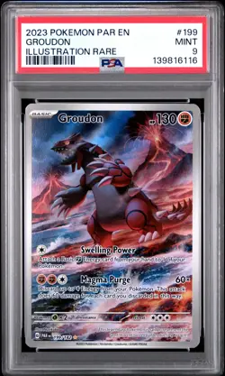 2023 POKEMON PAR EN-PARADOX RIFT ILLUSTRATION RARE #199 GROUDON PSA 9 - Image 1