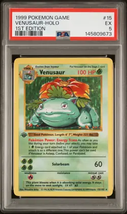 1999 POKEMON BASE SET 1ST EDITION #15 VENUSAUR-HOLO PSA 5 - Image 1
