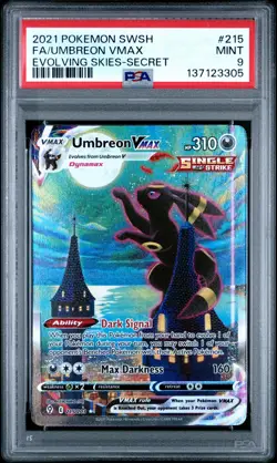 2021 POKEMON SWORD & SHIELD EVOLVING SKIES SECRET FULL ART/UMBREON VMAX PSA 9 - Image 1
