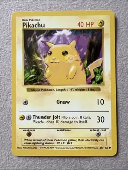 Pokemon Card - Pikachu Base Set (Shadowless) 58/102 Yellow Cheeks NM/MINT - Image 1