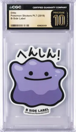 2019 POKEMON STICKERS PT. 7 B-SIDE LABEL DITTO CGC 10 PERFECT - Image 1