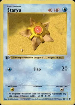 Pokemon 1st Ed. Base Common Staryu 65/102 - Heavy Play (HP) - Image 1