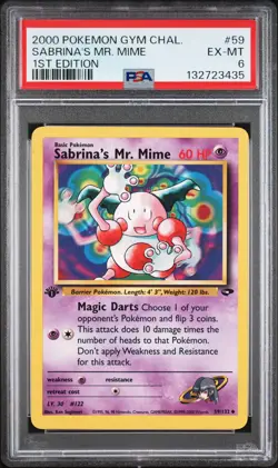 2000 POKEMON GYM CHALLENGE 1ST ED #59 SABRINA'S MR. MIME PSA 6 - Image 1