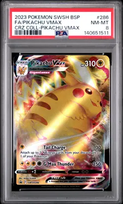 2023 POKEMON SWSH BLACK STAR PROMO #286 FULL ART/PIKACHU VMAX PSA 8 - Image 1