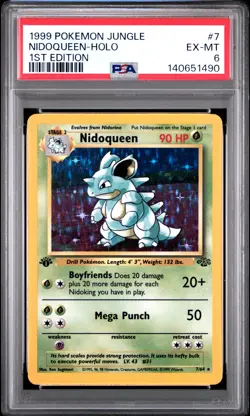1999 POKEMON JUNGLE 1ST EDITION #7 NIDOQUEEN-HOLO PSA 6 - Image 1
