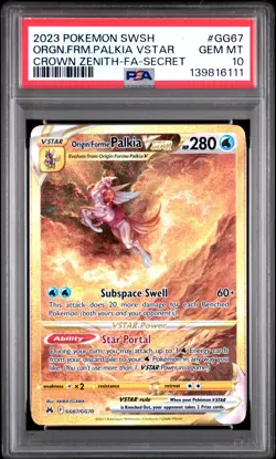 2023 POKEMON SWSH SECRET #GG67 FULL ART/ORIGIN FORME PALKIA VSTAR PSA 10 - Image 1