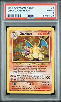 1999 POKEMON BASE SET UNLIMITED #4 CHARIZARD-HOLO PSA 4 - Image 1