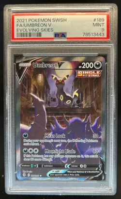 2021 Pokemon SWSH Evolving Skies Umbreon V #189/203 PSA 9 - Image 1