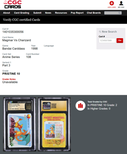 1998 Pokemon Japanese Magmar Vs Charizard #108 Carddass CGC PRISTINE 10 *POP 2* - Image 5