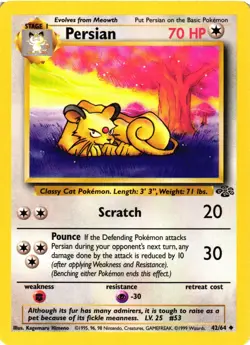Pokemon TCG Persian 42/64 Jungle Uncommon LP - Image 1