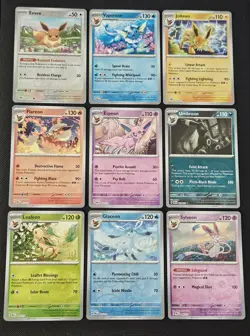 Pokemon Prismatic Evolutions Eeveelution Reverse Holo Set of 9 - Image 1
