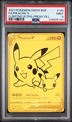 2021 POKEMON SWSH ULTRA-PREMIUM COLLECTION #145 FULL ART/PIKACHU V PSA 9 - Image 1