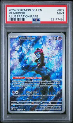 2024 POKEMON SFA EN-SHROUDED FABLE ILLUSTRATION RARE #072 MUNKIDORI PSA 9 - Image 1