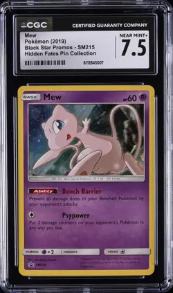 2019 POKEMON BLACK STAR PROMOS HIDDEN FATES PIN COLL #SM215 MEW CGC 7.5 - Image 1