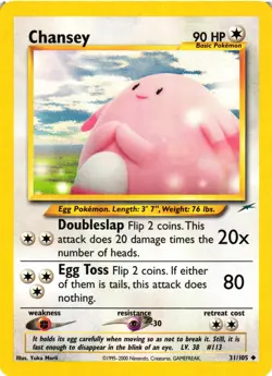 Pokemon TCG Chansey Neo Destiny Uncommon 31/105 Regular Unlimited VLP - Image 1