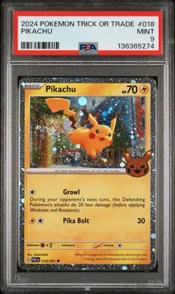 2024 POKEMON TRICK OR TRADE #018 PIKACHU PSA 9 - Image 1