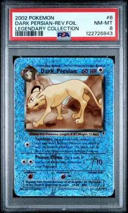 2002 Pokemon Dark Persian Legendary Collection Reverse Foil #6 PSA 8 - Image 1