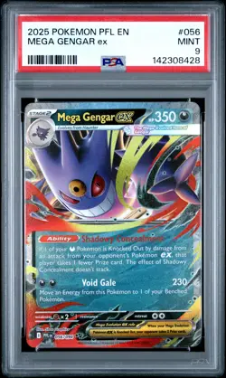2025 POKEMON PFL EN-PHANTASMAL FLAMES #056 MEGA GENGAR EX PSA 9 - Image 1