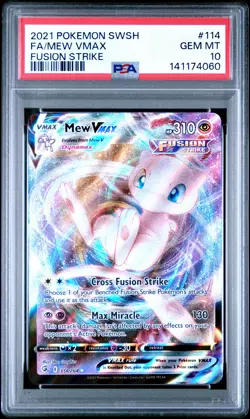 2021 POKEMON SWORD & SHIELD FUSION STRIKE #114 FULL ART/MEW VMAX PSA 10 - Image 1
