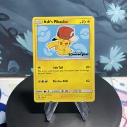 Pokemon Ash's Pikachu SM113 Movie I Choose You! Black Star Promo MP - Image 1