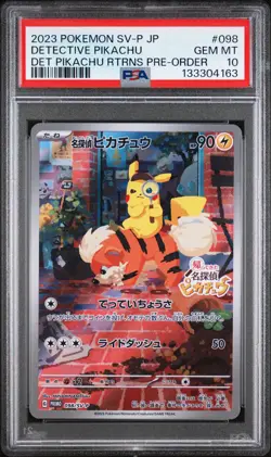 2023 POKEMON JPN SV-P PROMO #098 DETECTIVE PIKACHU PSA 10 - Image 1