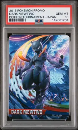 2016 POKEMON PROMO POKKEN TOURNAMENT JPN DARK MEWTWO PSA 10 - Image 1