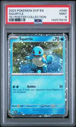 2023 POKEMON SVP EN-SV BLACK STAR PROMO 151 POSTER COLL #048 SQUIRTLE PSA 9 - Image 1