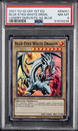 2021 YU-GI-OH! LEGEND DUELISTS: SEASON 2 #EN001 BLUE-EYES WHITE DRAGON PSA 8 - Image 1