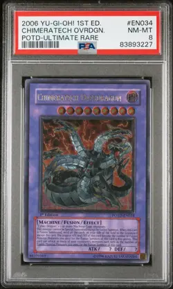 Yugioh! POTD-EN034 Chimeratech Overdragon 1st Edition Ultimate Rare PSA 8 - Image 1