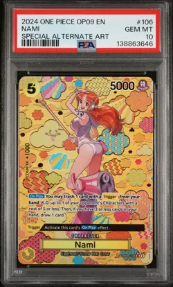 2024 ONE PIECE OP09-EMPERORS IN THE NEW WORLD SPECIAL ALTERNATE ART NAMI PSA 10 - Image 1
