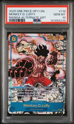 2025 ONE PIECE MANGA ALTERNATE ART OP11-118 MONKEY D. LUFFY PSA 10 - Image 1
