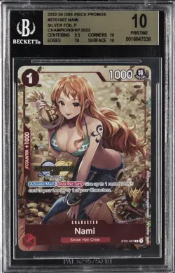2022-24 ONE PIECE PROMOS CHAMP 2023 SILVER FOIL #ST01007 NAMI BGS 10 - Image 1